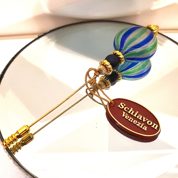 Vintage SCHIAVON Italy Venetian Art Glass Stick Pin - Picture 4 of 5